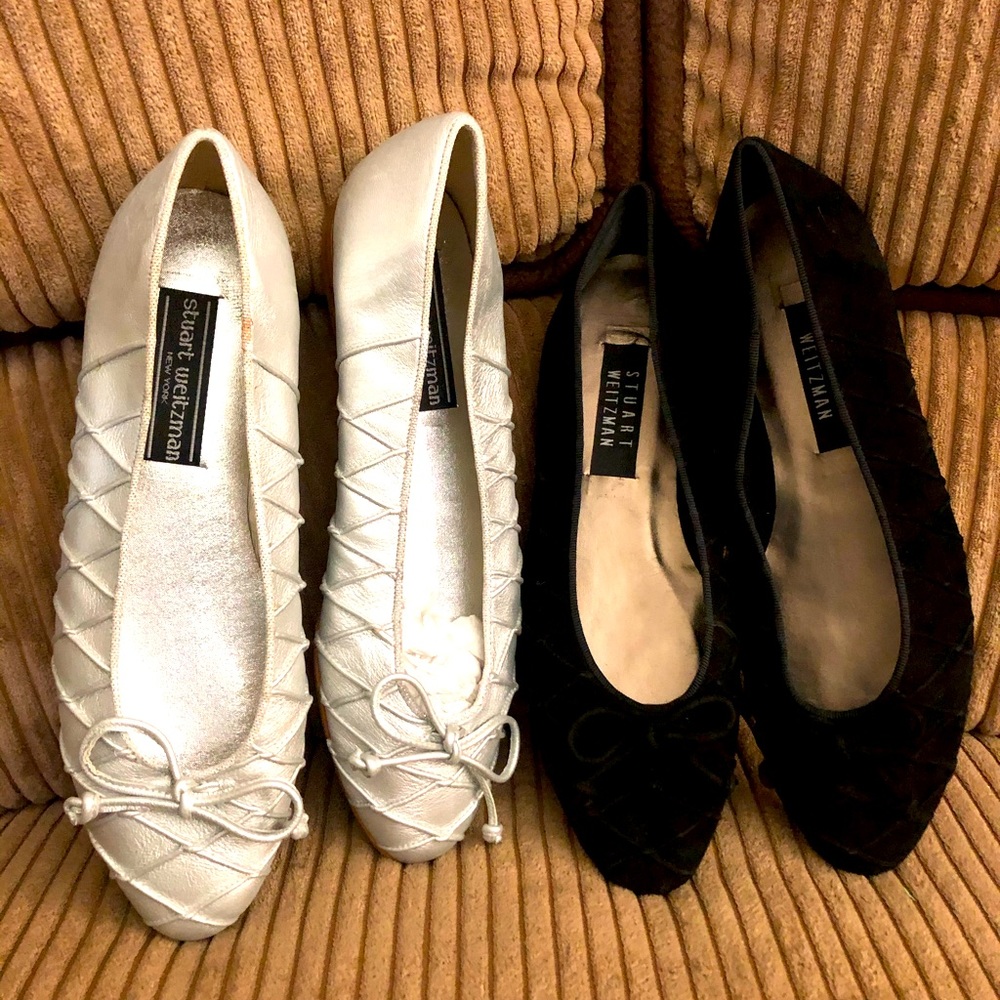 Stuart weitzman flats with genuine leather sole